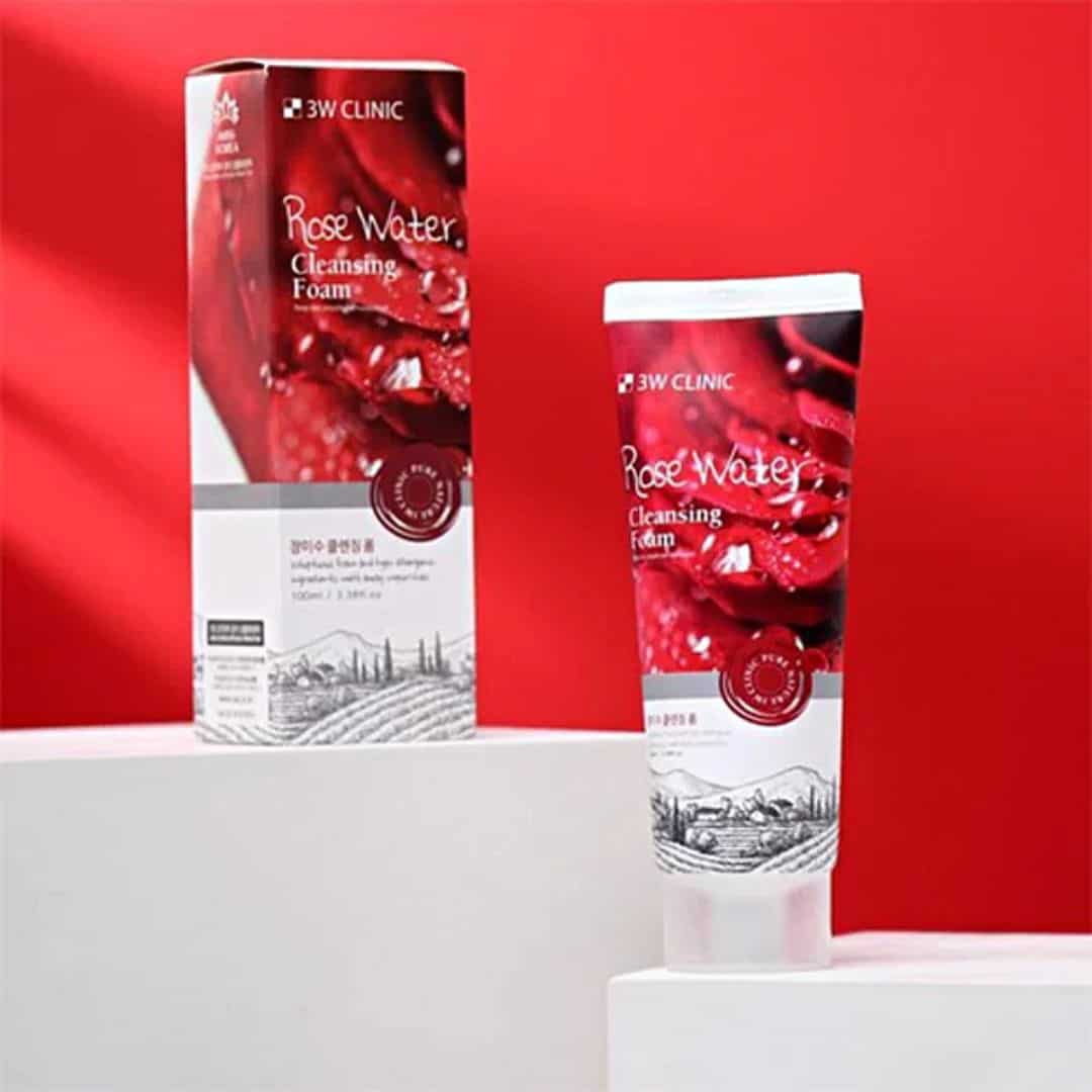 (Buy 2 Get 1 Free) 3W Clinic Rose Water Cleansing Foam